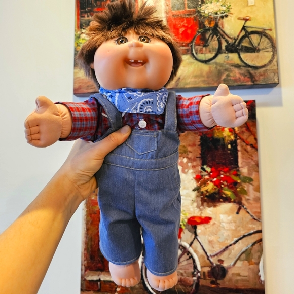 Signed Xavier Roberts Cabbage Patch Doll Missing Front Teeth Boy 18" Brown Hair - Picture 7 of 16
